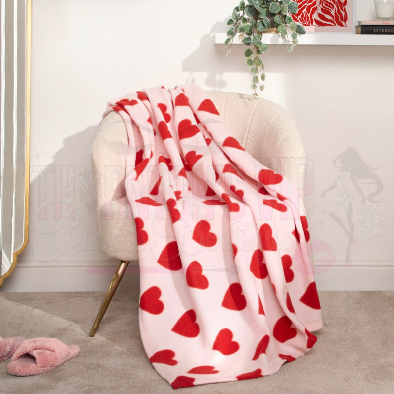 Heart Print Fleece Throw