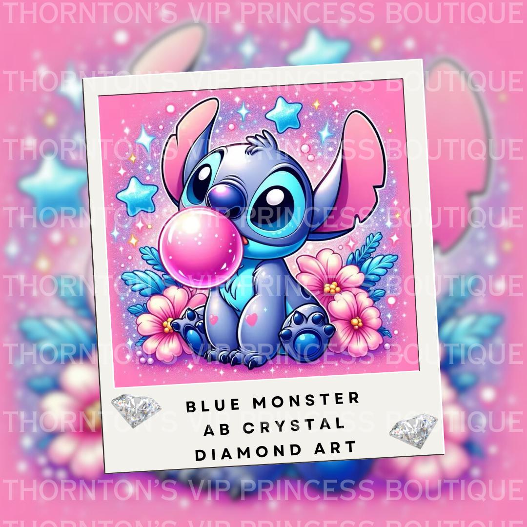 Bubble Sparkly Blue Monster AB Crystal Diamond Art