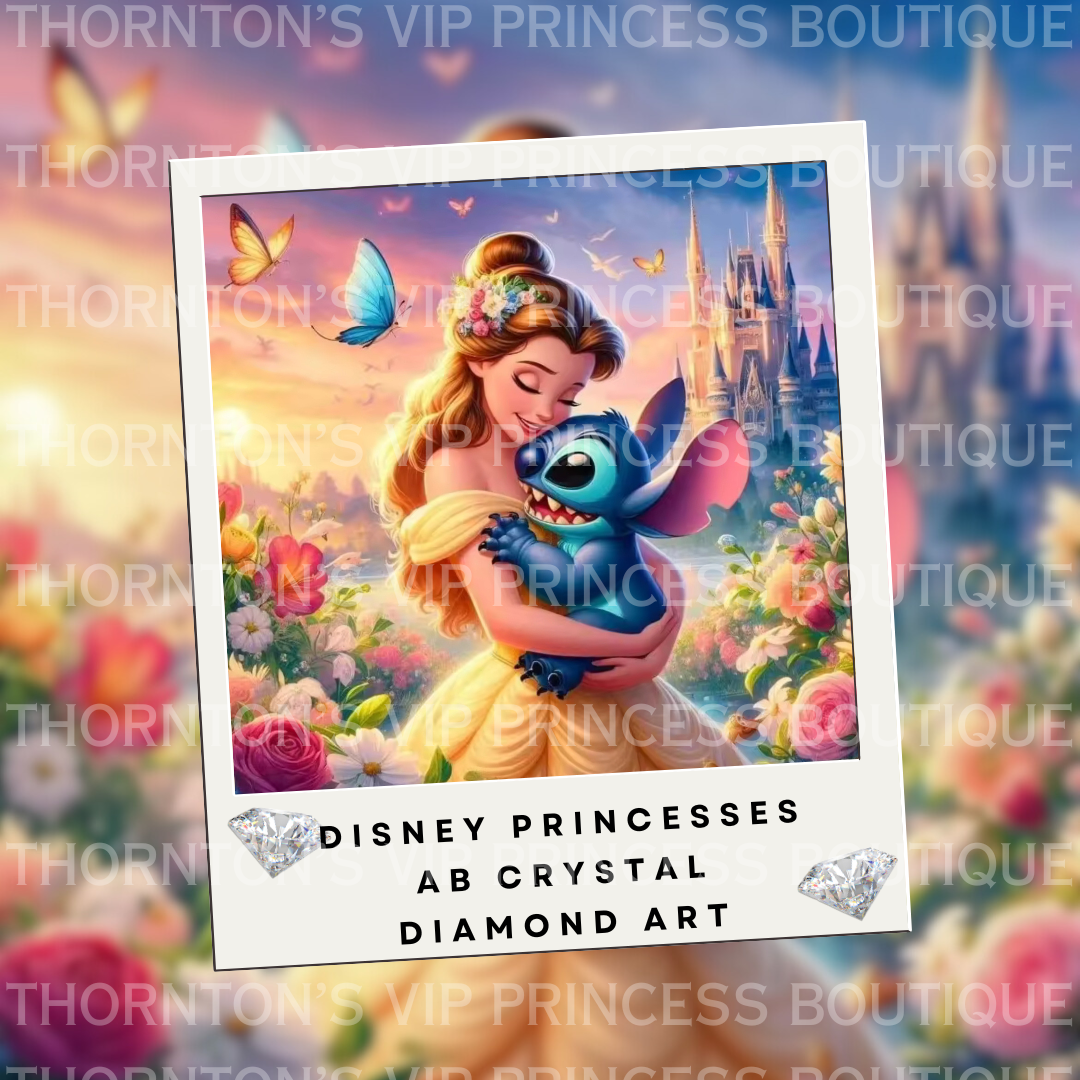 Magical Castle Princess & Blue Monster Love AB Crystal Diamond Art