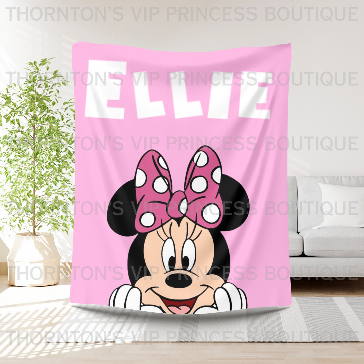 Happy Themed Mouse Baby Pink Personalised Blanket