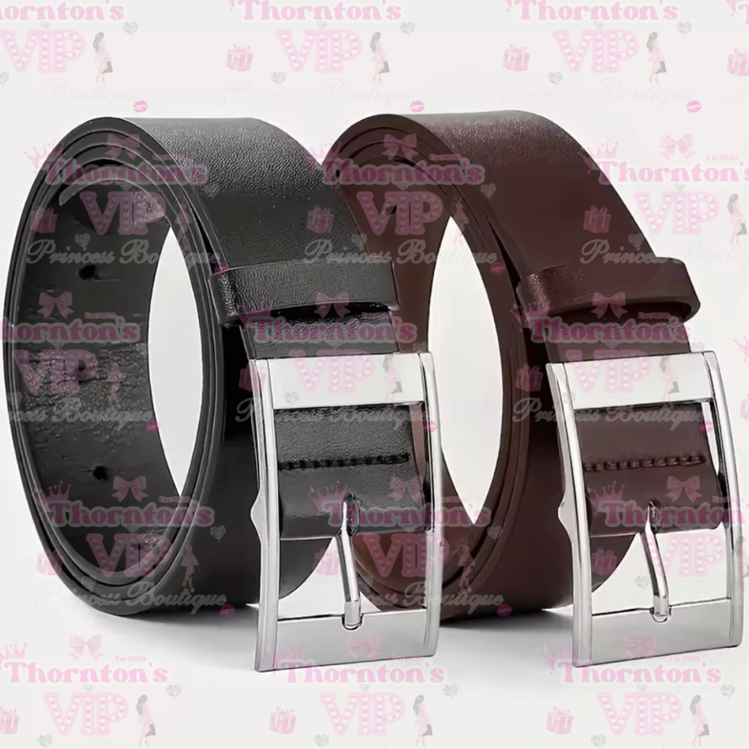 Men’s PU Leather Buckle Belt – Classic Black or Brown | Stylish Everyday Belt from TVPB’s Prince Collection