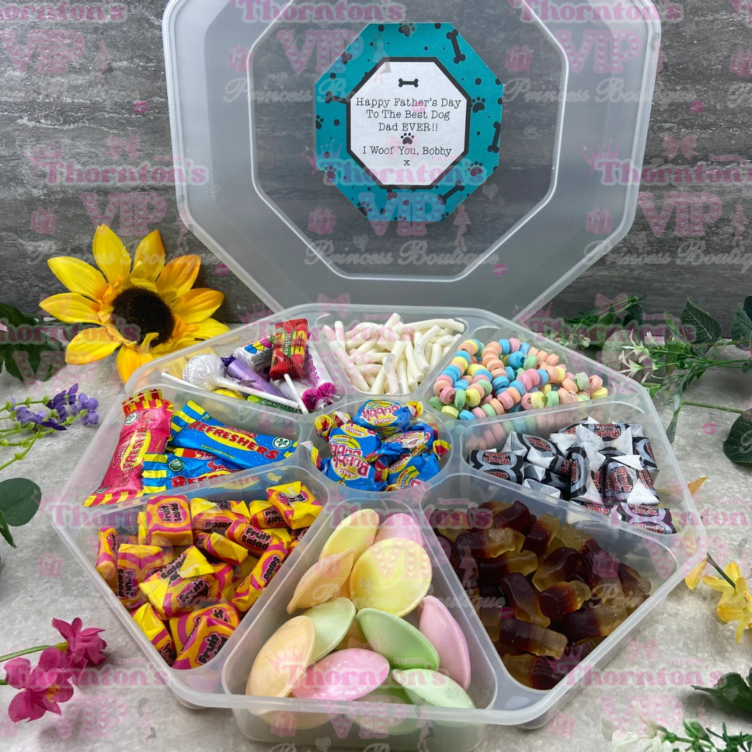 Dog Dad Father’s Day Personalised Sweet Platter – Retro Sweets Gift Box For Him