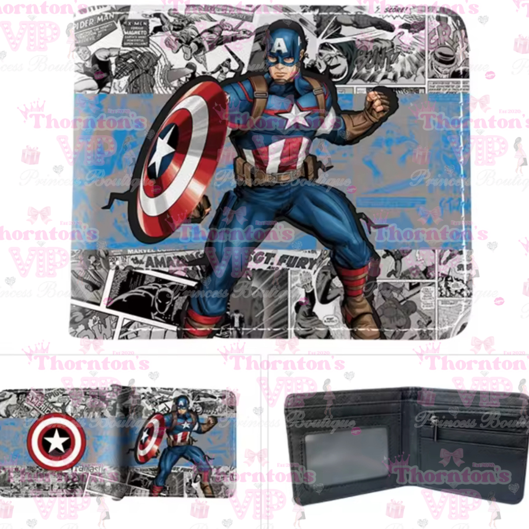 Men’s Superhero-Inspired PU Leather Wallet – 7 Character Designs | TVPB’s Prince Collection