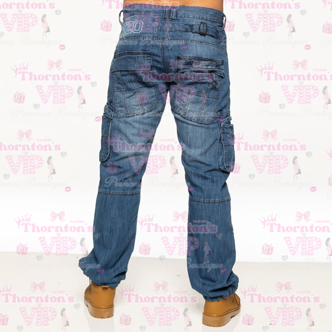 Men’s Cargo Denim Trousers – Utility Style Jeans with Pockets | 5 Colours | TVPB’s Prince Collection