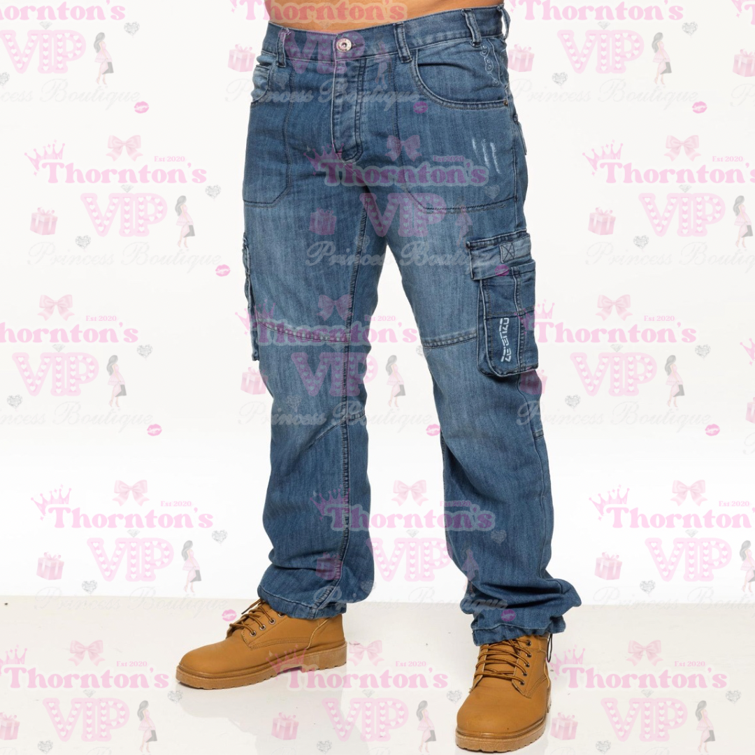 Men’s Cargo Denim Trousers – Utility Style Jeans with Pockets | 5 Colours | TVPB’s Prince Collection