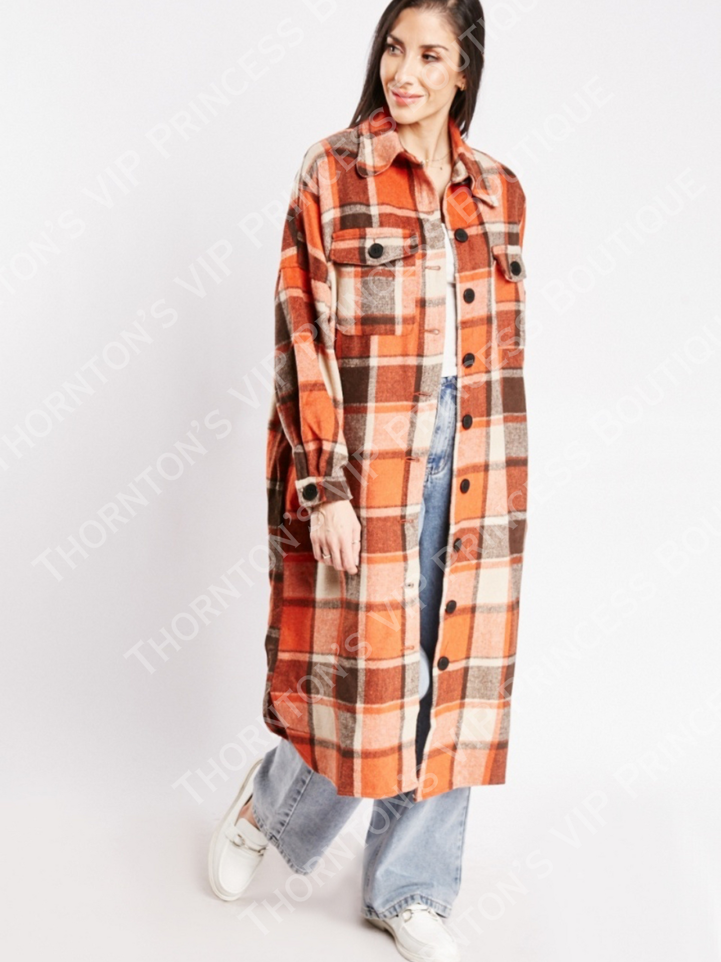 Oversized Midi Check Shacket