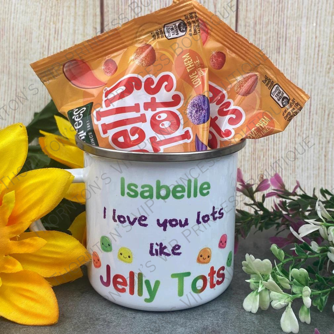 I Love You Lots Like Jelly Tots Personalised Enamel Mug
