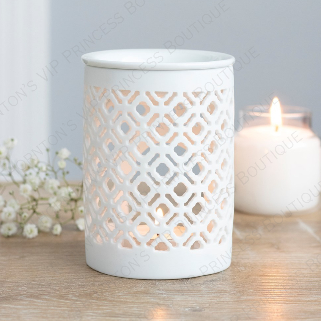 White Matte Lattice Cut Burner