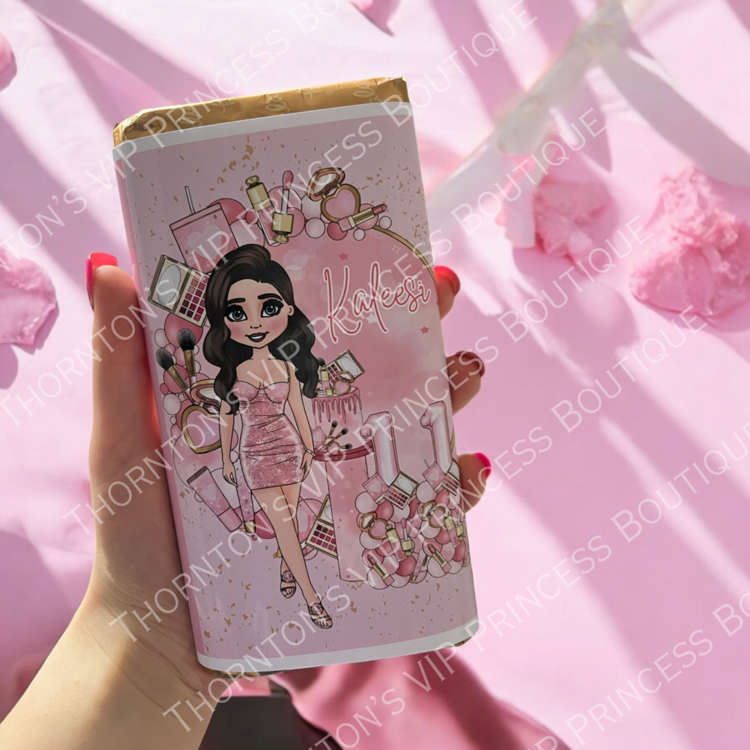Personalised Makeup Dolly Birthday Chocolate Bar