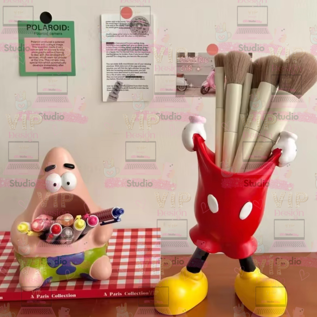 Cute Cartoon Character Pen & Makeup Brush Holder – Fun Desk or Vanity Organiser in 3 Designs