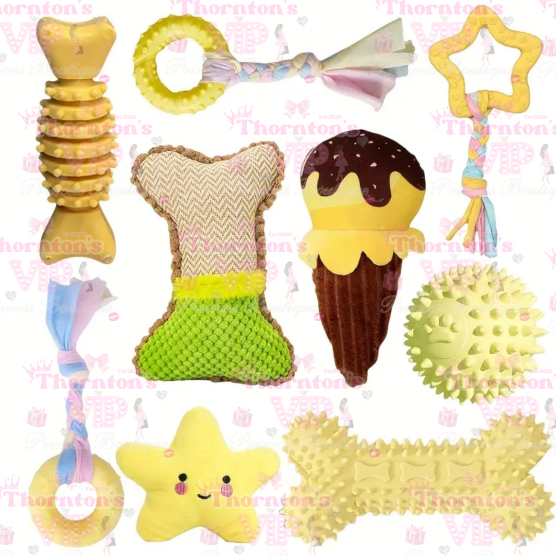 Set of 6 Teething Dog Toys – Durable Chew Toys for Puppies & Small Dogs (4 Colour Options)