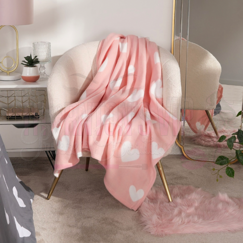 Heart Print Fleece Throw