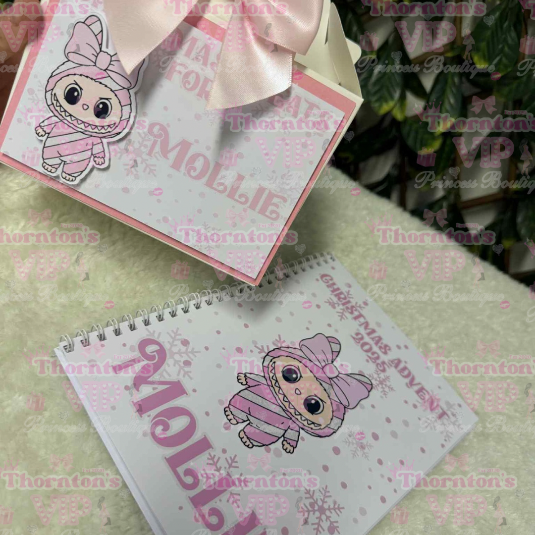 Personalised Christmas Treat Box & Advent Book Set – Flat Packed Gift Box with Festive Design