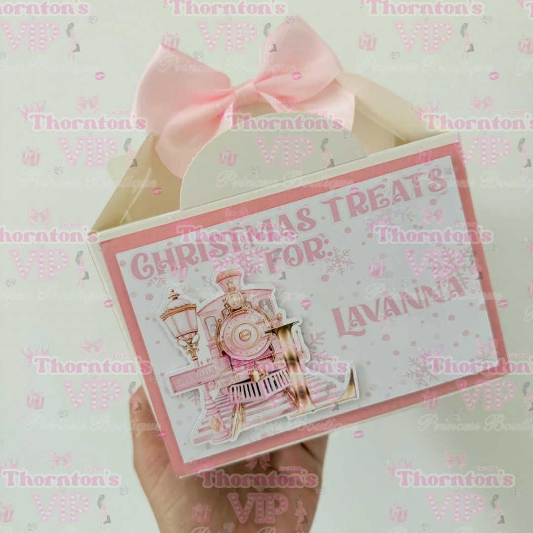 Personalised Christmas Treat Boxes with Bow – Flat Packed Gift Boxes in Multiple Designs