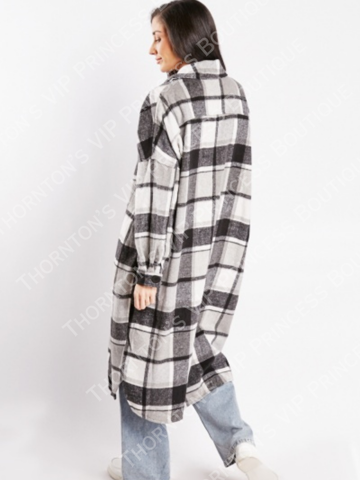 Oversized Midi Check Shacket