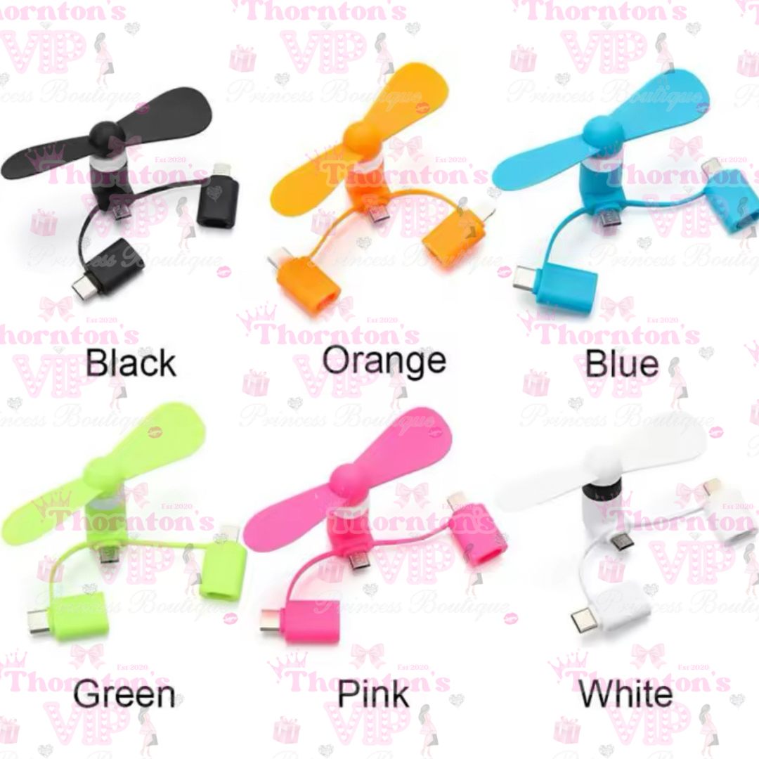 š„MEGA HOT SELLINGš„3 In 1 Type C Micro USB Mini Phone Fan - Variety Of Colours