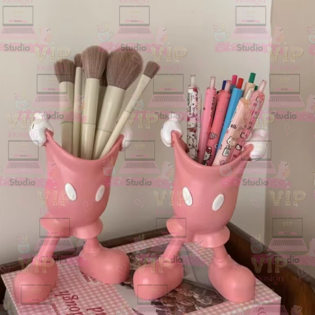 Cute Cartoon Character Pen & Makeup Brush Holder – Fun Desk or Vanity Organiser in 3 Designs