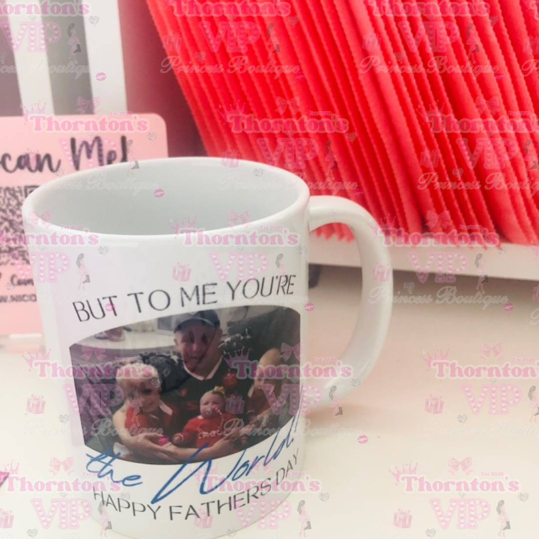 Personalised Father’s Day Mug – “To the World You Are a Dad” 11oz Printed Gift