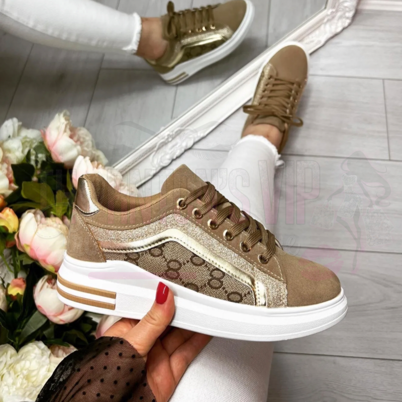 GlamStride Lace-Up GG Fusion Trainers