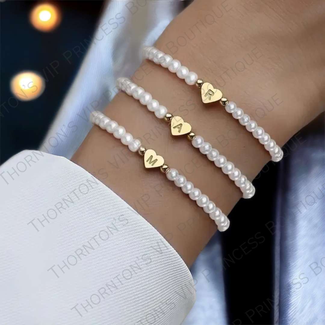 🔥MEGA HOT SELLING!🔥Pearl Heart Initial Beaded Bracelet