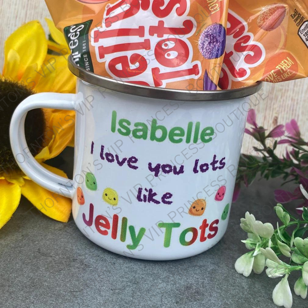 I Love You Lots Like Jelly Tots Personalised Enamel Mug