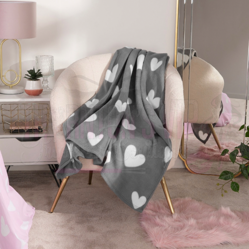 Heart Print Fleece Throw