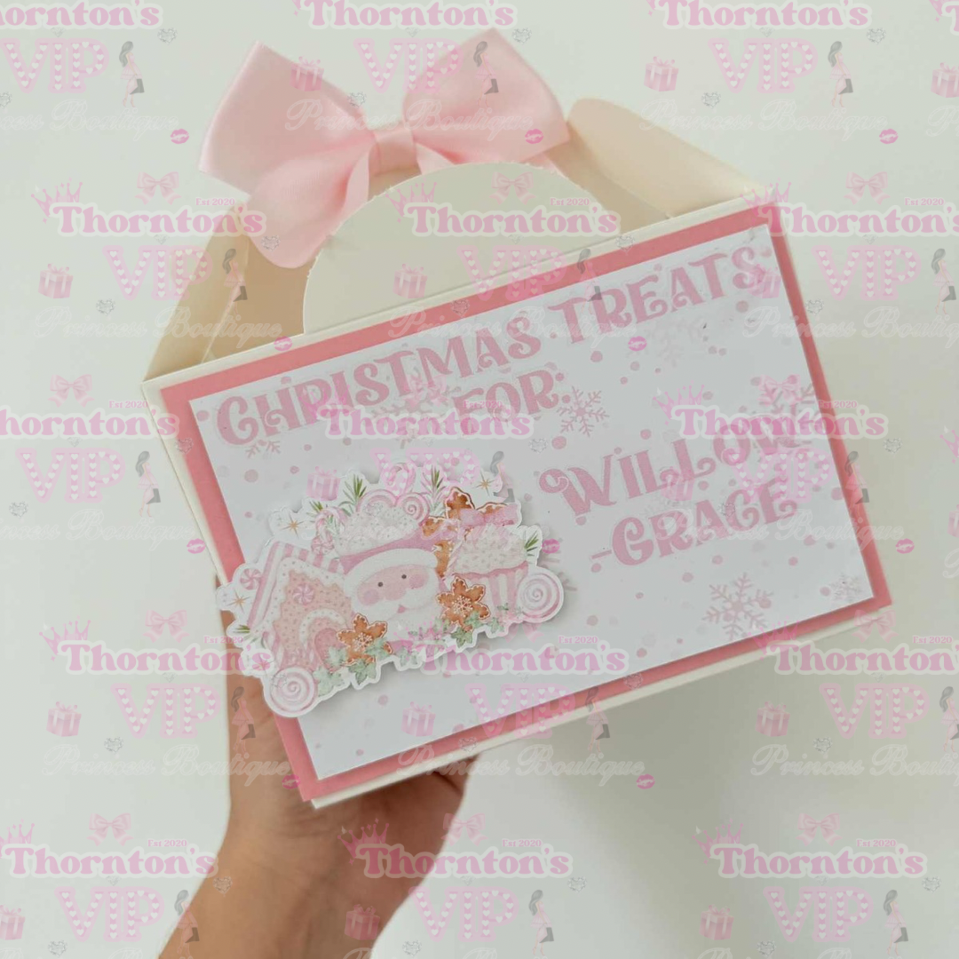 Personalised Christmas Treat Boxes with Bow – Flat Packed Gift Boxes in Multiple Designs