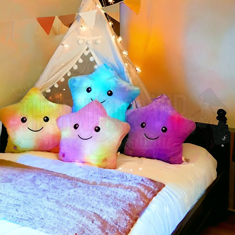 🔥HOT SELLING🔥Starry Glow LED Color Changing Light-Up Plush Star Cushion