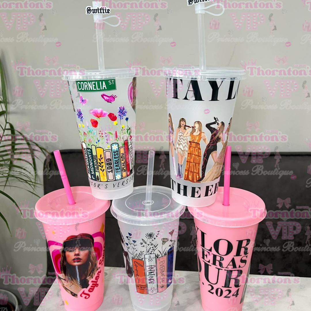 24Oz Pop Star Themed Cold Cup – 5 Unique Designs | Floral, Character & Tour Inspired Drinkware