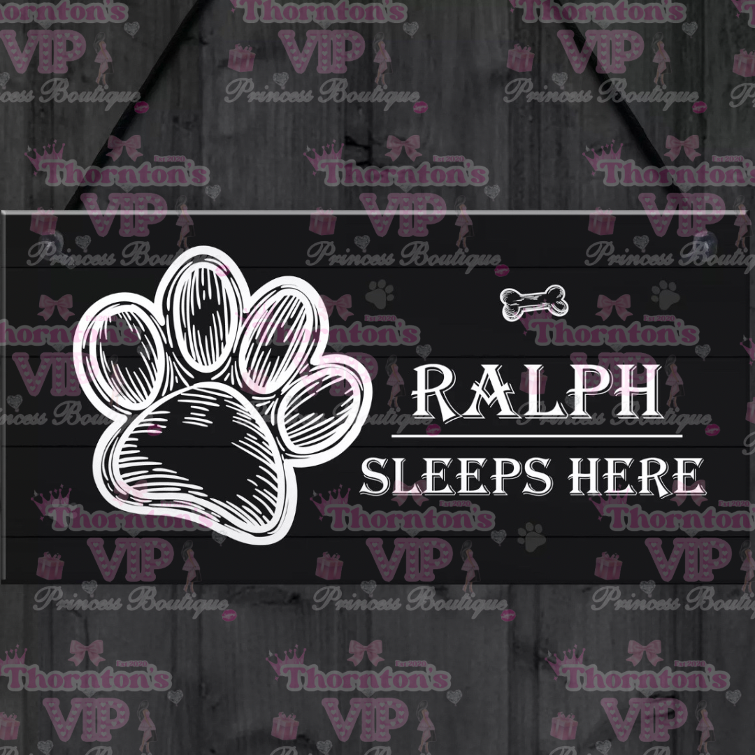 Dog Sleeps Here Personalised Plaque