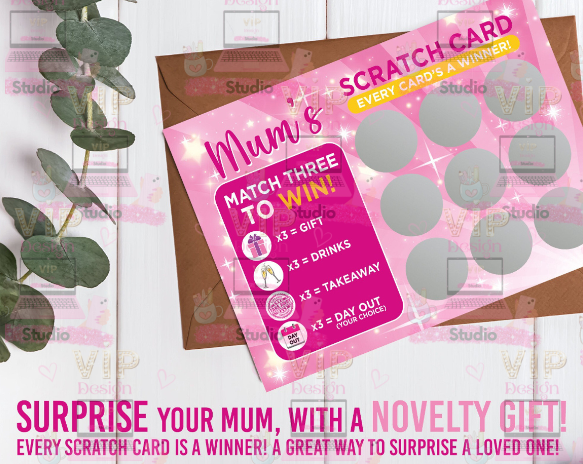 Personalised Mum Pink Scratch Card – Fun Novelty Gift for Mum | Every Card’s a Winner | Mother’s Day, Birthday or Just Because!