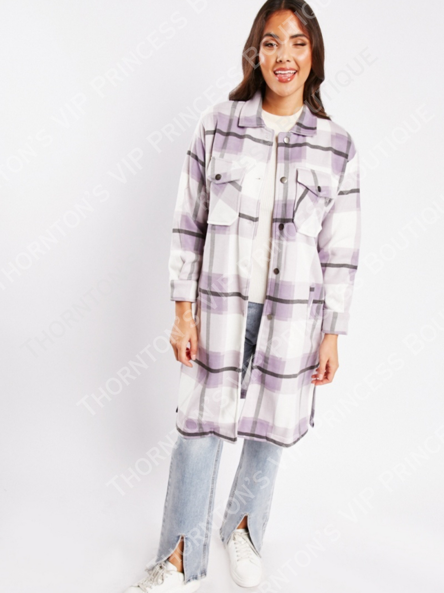 Checkered Longline Shacket