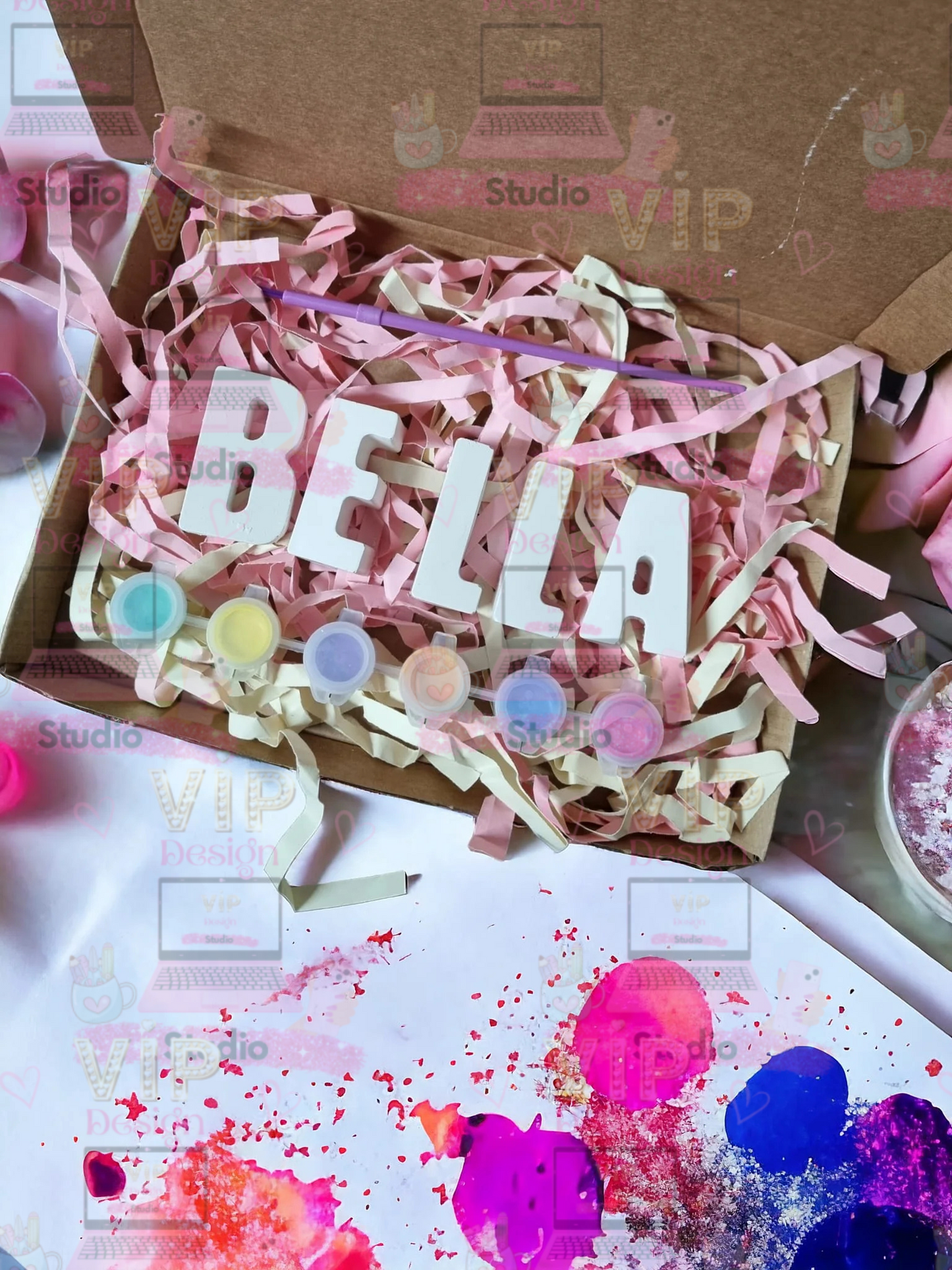 Paint Your Own Name Clay Box