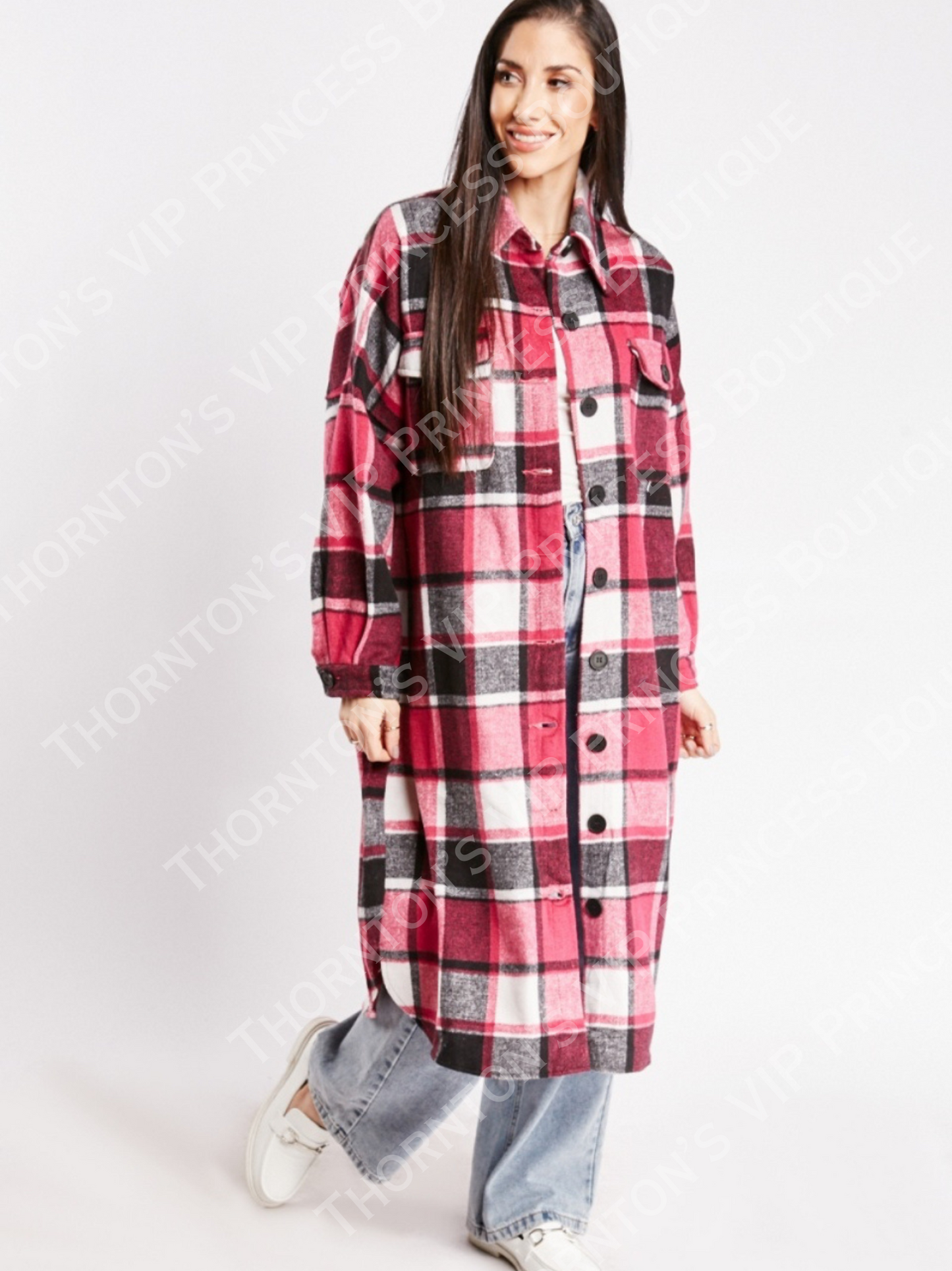 Oversized Midi Check Shacket