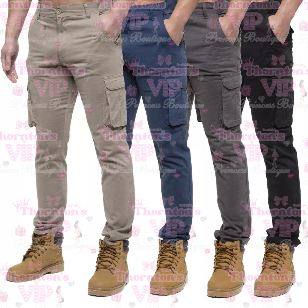 Men’s Cargo Combat Trousers – Multi-Pocket Utility Pants | 5 Colours | TVPB’s Prince Collection