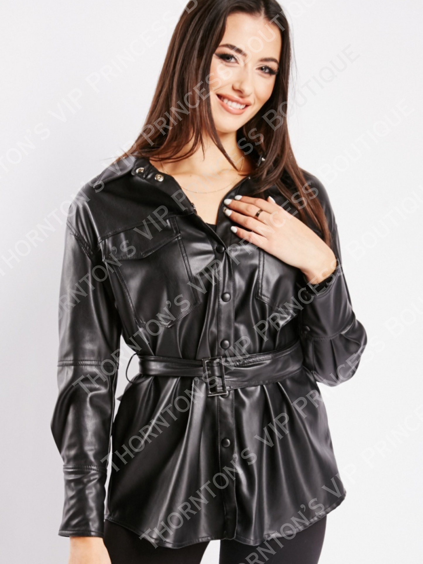 Faux Leather Shacket