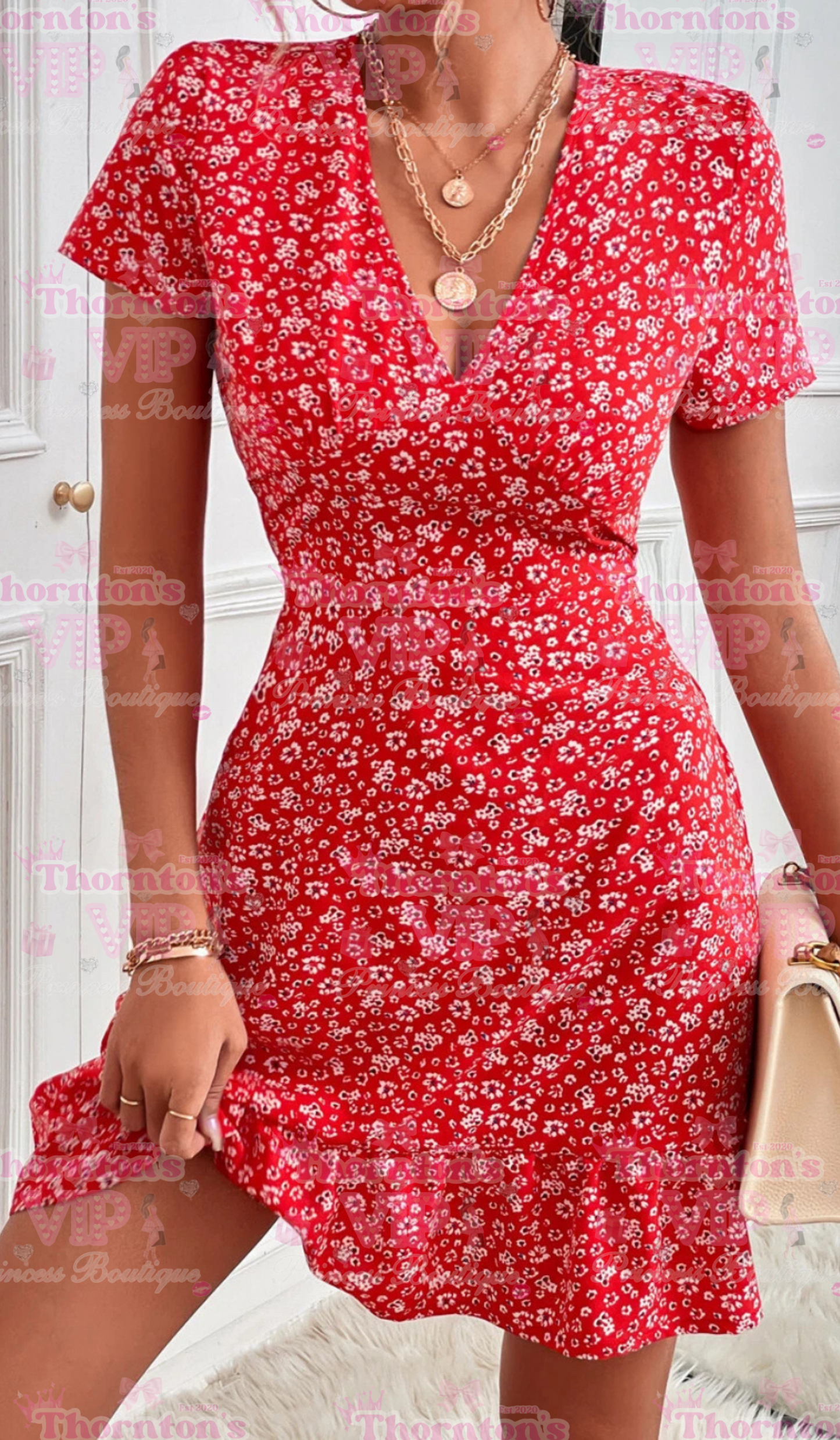 Women’s Floral Boho Mini Dress – Summer Beach Holiday Swing Sundress Kaftan Style