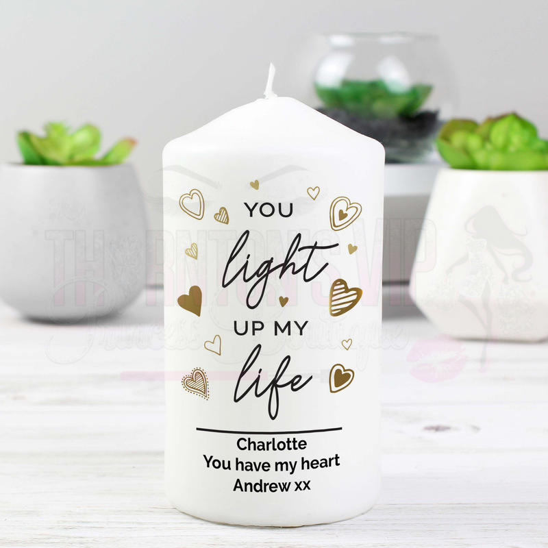 Personalised You Light Up My Life Pillar Candle