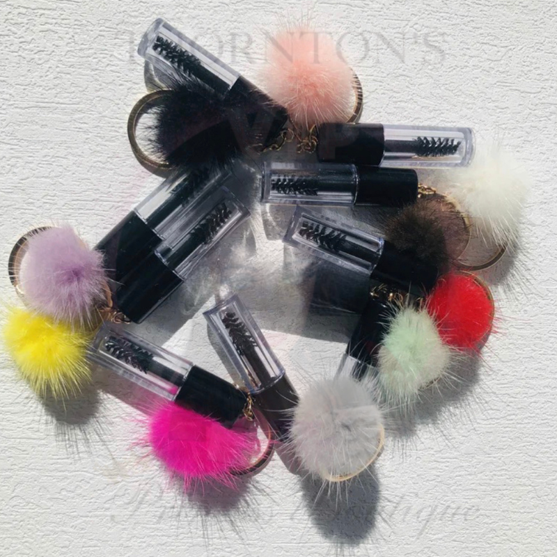Mini Spoolie In A Tube Pom-Pom Keychain X3