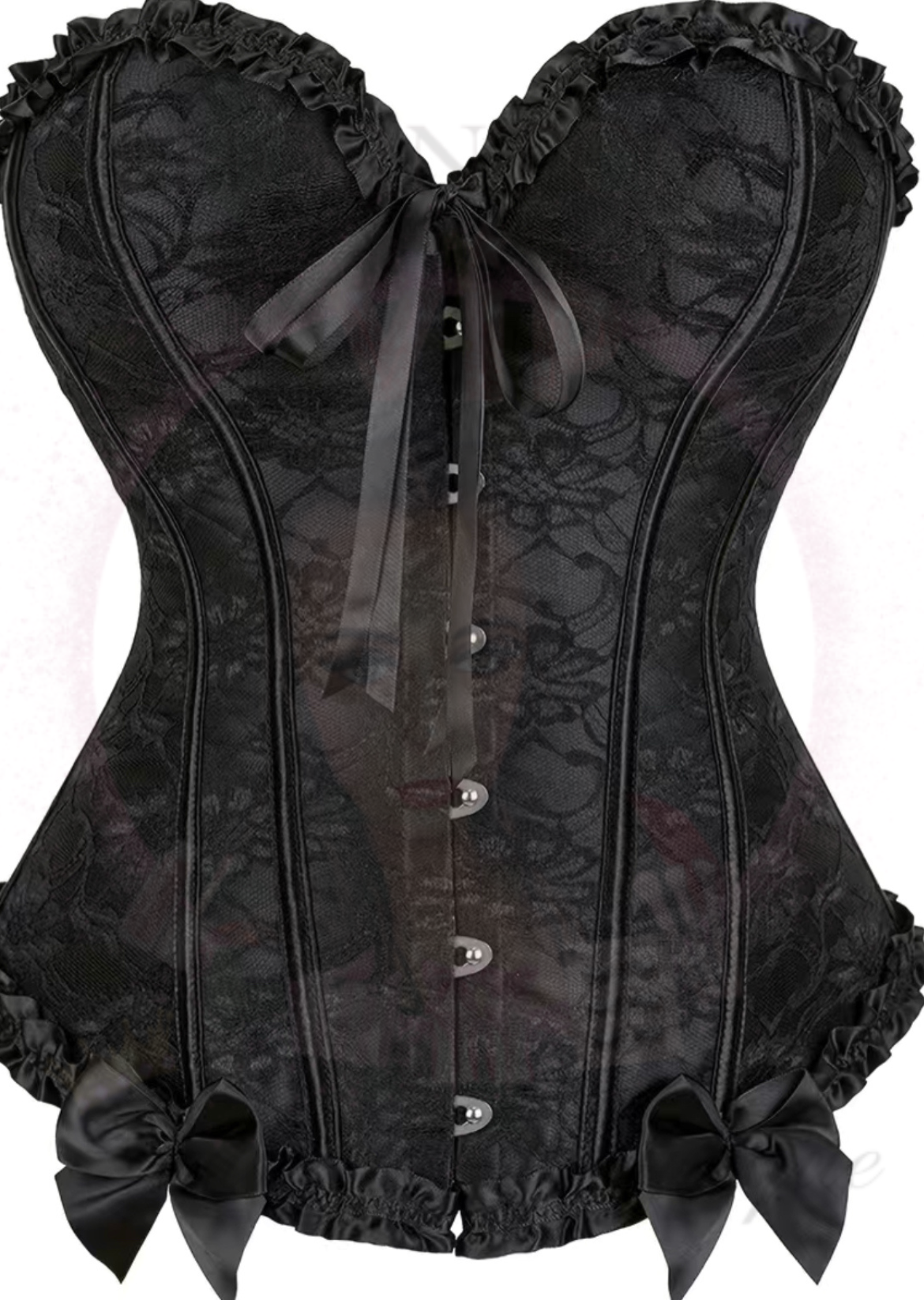 Enchanting Floral Gothic Lace Corset Waist Bustier In Red & Black