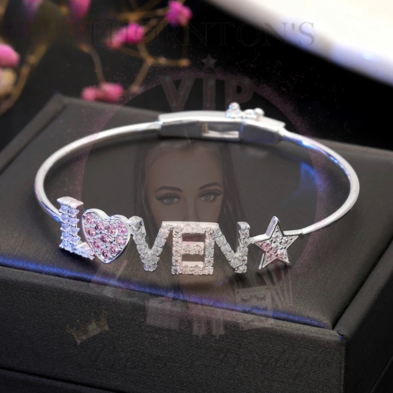 Sparkling Name Charm Bangle