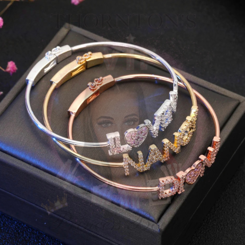 Sparkling Name Charm Bangle