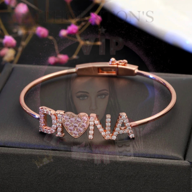 Sparkling Name Charm Bangle