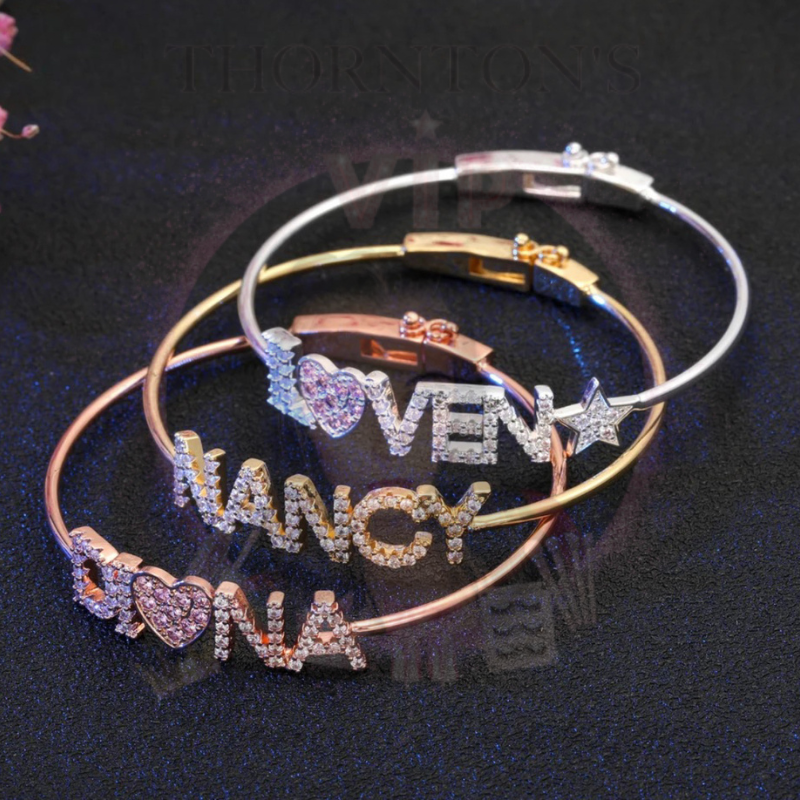 Sparkling Name Charm Bangle