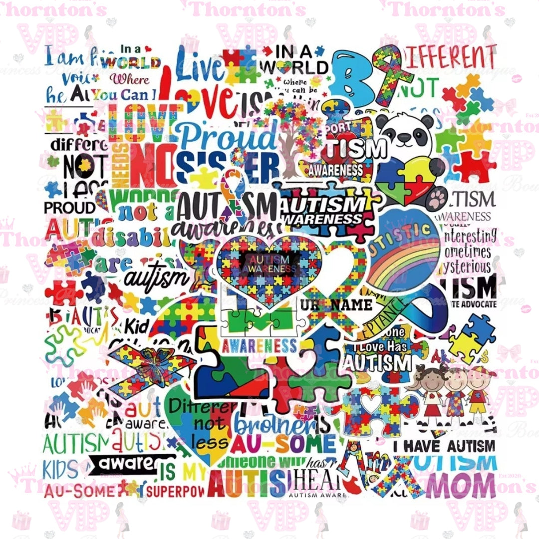 Random 50 Autism Awareness Stickers