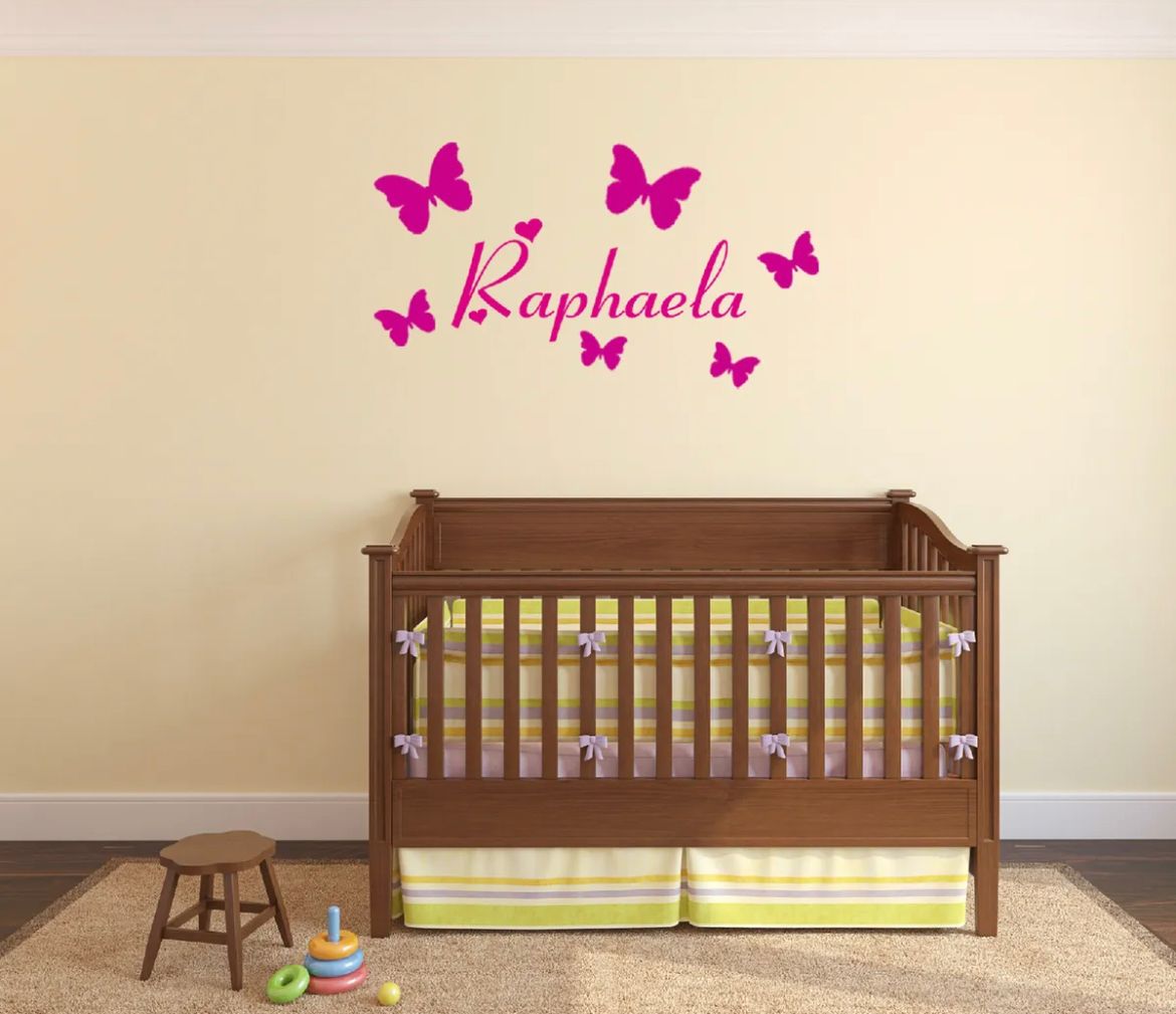 Girls Wall Art Butterfly Name Sticker