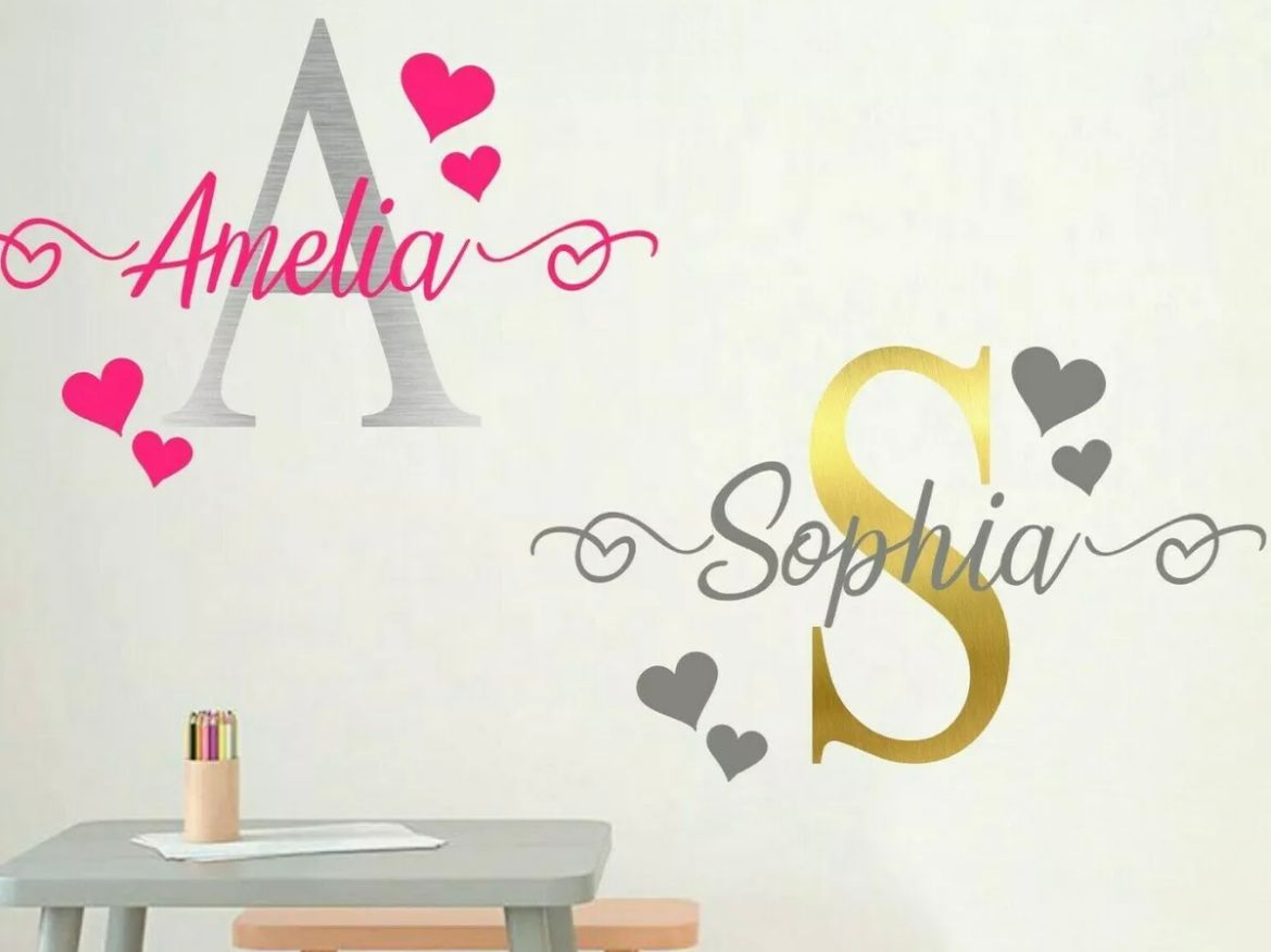 Heart Initial Name Wall Decal