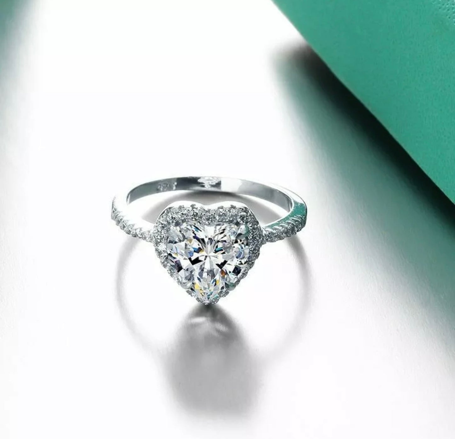 Cubic Zirconia White Heart Ring