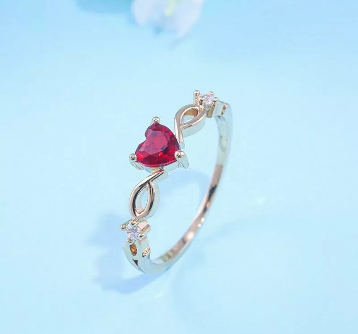 Gold Zircon Heart Birthstone Ring