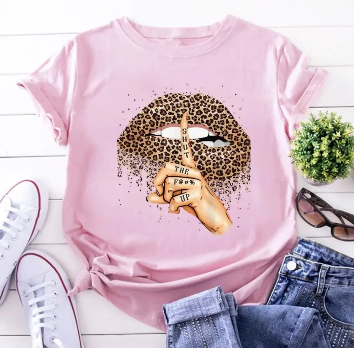 Leopard Print Lips Tee